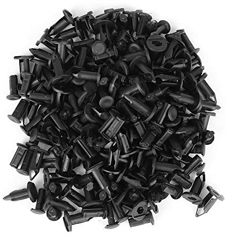 EVGATSAUTO plastnitar bil 100 st 8 mm/0, 3 tum hål dia svart plast bil stötfångare nitar tryckstift klämmor fästelement