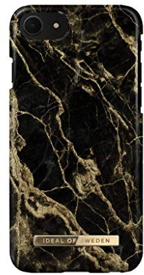 IDEA of Sweden Bedruckte Handyhülle, niedliches buntes Muster, schützende Abdeckung aus Hartplastik mit Mikrofaserfutter für das iPhone. Kompatibel mit iPhone 8/7 / 6s / 6 (Golden Smoke Marble)