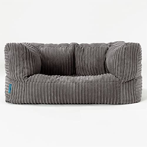 Lounge Pug Canapé Pouf pour Enfant en Velours Côtelé - Canapé Confortable pour Filles et Garçons - Anthracite