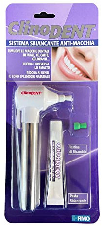 Clinodent Sistema Sbiancante Anti-Macchia - Smacchiatore, Sbiancante e Antiplacca dentale elettrico con testina di ricambio