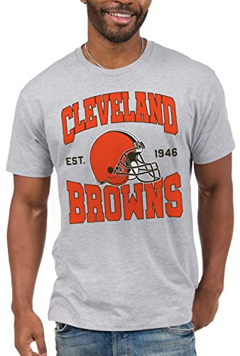 Junk Food Clothing x NFL - Cleveland Browns - Team Helmet - Short Sleeve Football Fan Shirt for Men and Women - Size 3X-Large