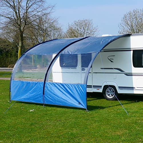 your GEAR Riviera - Auvent pour caravane et camping-car en 4 tailles avec 2 m | 2,5 m | 3 m | 3,5 m de large et 260 cm de profondeur. Pare-soleil avec protection UV 50+, fenêtres panoramiques, colonne