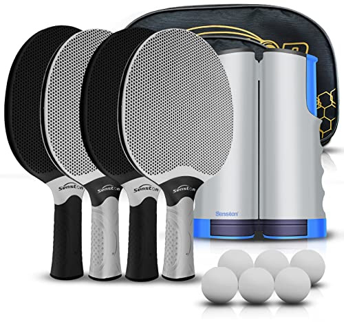 Senston Set med professionella bordtennisracketar för 4 spelare, kompositgummi bordtennispaddel, inomhus- eller utomhusspel.