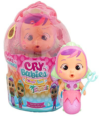 CRY BABIES MAGIC TEARS Tropical Shiny Shells Sia | Collectible doll that cries Foamy tears with 8 Accessories - Toy for Girls and Boys +3 Years