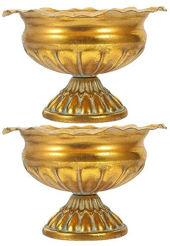 NOLITOY 2pcs Metal Roman Flower Pot Delicate Urn Planter Small Urn Planter for Wedding Table Centrepieces Home Decor Outdoor Garden