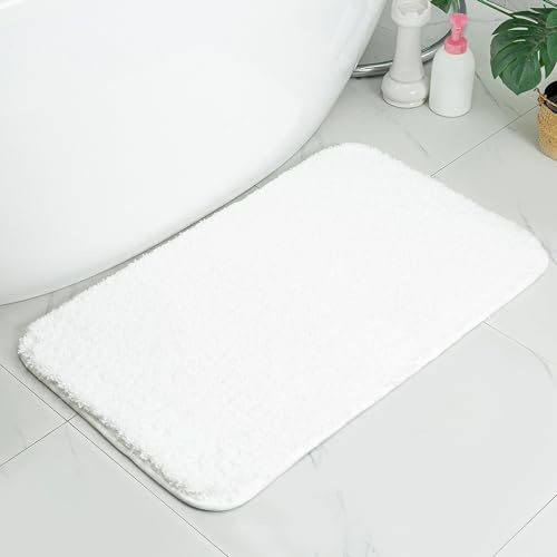 HOMEYA- Alfombra de Baño Antideslizante,Alfombra de Pelo,Multifuncional,Alfombra para Baño Cocina Puertas de Entrada Pasillo Dormitorio Salon,Extra Suave, 40 x 60 cm, Blanco