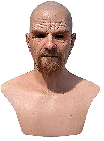 Maschera da uomo anziano, in morbido lattice, realistica, maschera di volto umano rugoso, per Halloween e cosplay (O)