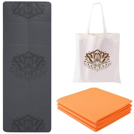 EKE Faltbare PU+TPE Yogamatte 5 mm Dicke, Standardgröße, Faltbar, Leicht und Tragbar, Ideal für Yoga, Pilates, Fitness, Sport, Training, inklusive Canvas-Tragetasche Geschenk