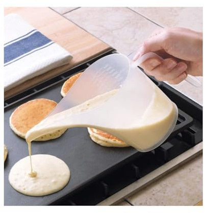 HAOHIZE tratt kakform, 1 liter plasttratt kaktillverkare med pip 4 koppar mätkanna för pannkaksdispenser oljemätning kopp hällkanna för syltsmet sirap