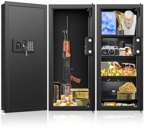 33.46 Tall Fireproof Wall Safes Between the Studs 16 Centers, Heavy Duty Combination Lock in Wall Safe with 3 Removable Shelf, Hidden Safe for Money, Jewelry, Document, Passport