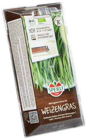 Sperli BIO Microgreen Grow Kit, Anzuchtset Weizengrassamen 85010 - Wiederverwendbare Anzuchtschale, einfache Kultur, Weizengrassamen für Zimmergewächshaus & Indoor-Gewächshaus