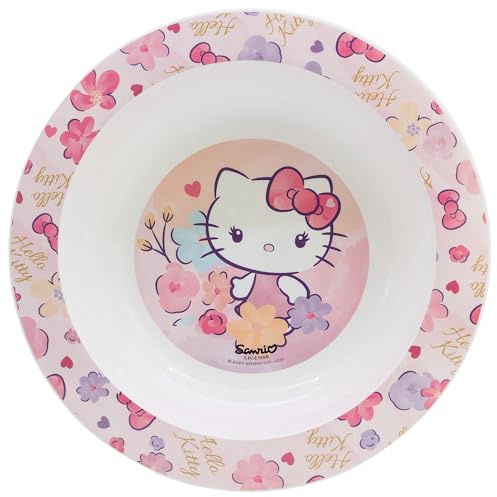 STOR Kinderschüssel Hello Kitty 1024ml - Mikrowellengeeignet, Kunststoff, Ergonomisches Design für Kinder