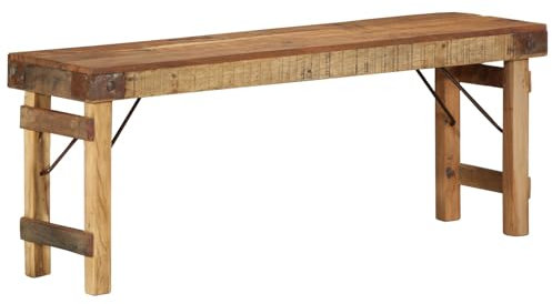vidaXL panchina Naturale 110 x 35 x 46 cm Legno Vecchio Recuperato, Panchina in Legno Rustico, Design Senza Schienale, Soluzione di Seduta compatta, Arredamento da Interno, Decorazione Beige