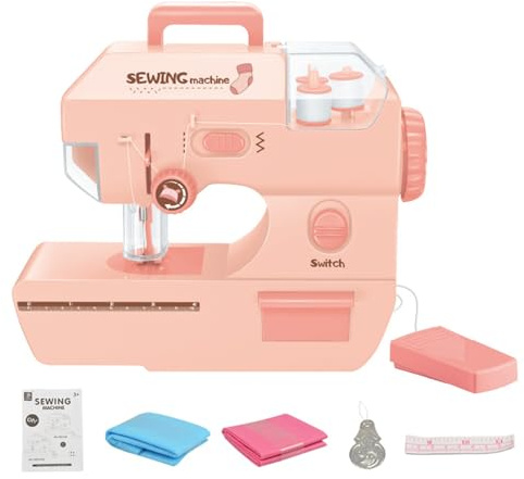 Máquina de coser - kit de costura para niños, Costuras portátiles con pedal, Kit de costura para niños | Juguete educativo interesante ajustable adecuado para mayores de 4 años y edades de 8 a 12 niña