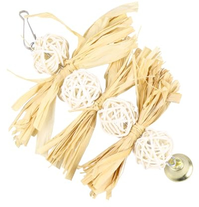 Toddmomy Jouet Jouet à Mâcher Sécurisé en Rotin et Luffa pour Perroquet Suspendu D'anneau Cloche Accessoire D'enrichissement pour Cage et Jardin pour Oiseaux