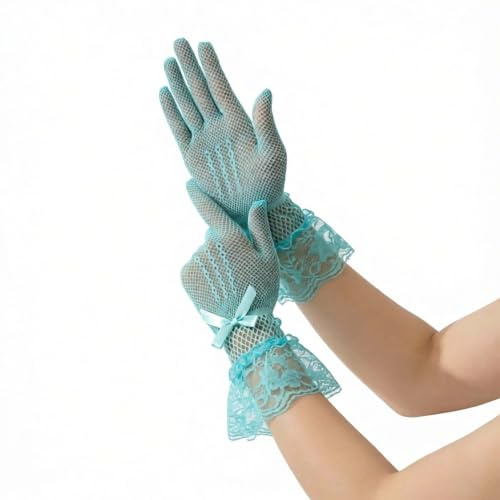 PureBowlic fisknät spetshandskar rosett manschett elegant festkläder | Andningsbart nättyg, elegant bågmanschett, stretch för passform, perfekt för fester, bröllop, dans