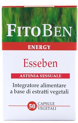 Fitoben | Esseben Integratore Naturale per Astenia, per Uomo e Donna, con Tribulus, Ginseng e Dioscorea. 50 Capsule Vegetali.