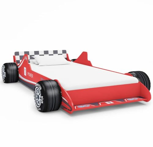 vidaXL Cama con Forma de Coche de Carreras para Niños Mobiliario Infantil Niños Pequeños Diseño Atractivo Funcional Cómoda Confortable 90x200cm Roja
