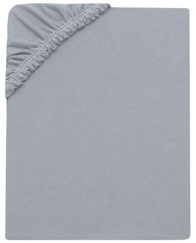 ZOLLNER Spannbettlaken in 140x200cm - Matratzenhöhe bis 20cm - Baumwolle - mit praktischem Gummizug - waschbar bis 60°C - in grau - Oeko Tex® Zertifiziert