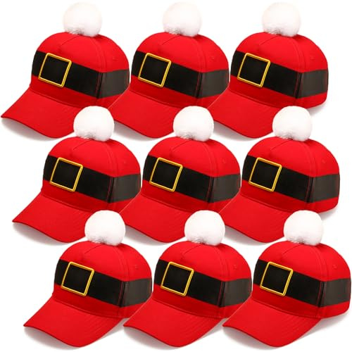 Kenning 6 Pcs Christmas Hat Baseball Cap Funny Adjustable Santa Hats Adult Reindeer Caps Ugly Sweater Hat for Men Women Holiday (Santa Style)