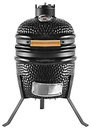 Ceramic BBQ Grill Kamado Charcoal 13 inch Mini Egg Barbecue Oven Portable with Stand Outdoor Barbeques & Smokers Picnic (Black)