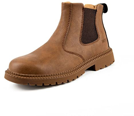 Dajingkj Bottes à bout en acier pour homme - Imperméables et légères - Chaussures de sécurité à enfiler - Chaussures de travail industrielles - Baskets d'extérieur, kaki, 42 1/3 EU