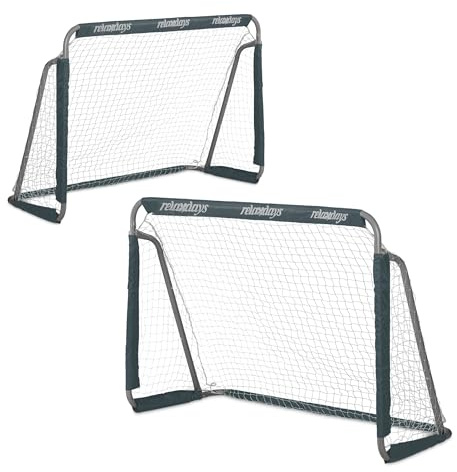 Relaxdays Cage de Football, lot 2, Enfants et Adultes, métal, But Stable pour Foot, H x L x P : 110 x 150 x 75 cm, Grise
