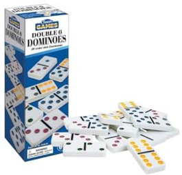 Playmaker Toys Dominoes Classic Tile Matching Game in a Compact Box, 8-inch Square, Educational Toy
