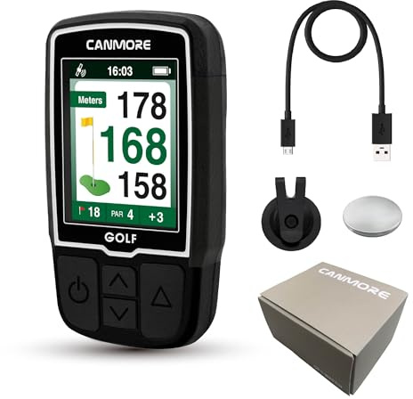 CANMORE HG200 PRO Handheld GPS Golf Device, 40,000+ Free Preloaded Worldwide Course, Upgraded IC Chip, USB Micro Charging Cable, Black