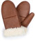 Valcuer 1887 Fäustlinge COZY MITTEN warme Unisex Handschuhe aus hochwertigem Lammfell, Fell, Leder - bequem, warm und hochwertig in Cognac (Braun), in Gr. 7,5