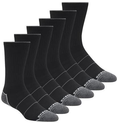 Skechers Lot de 6 paires de chaussettes de travail pour homme, noir, 10-13