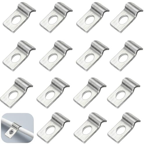 TenaLucy 50 Pièces Attaches de Fixation pour Tube en U, Collier de Serrage Inox, Clips Cable Monotrou pour Câbles, Tuyaux, Grillage Rigide (2mm)