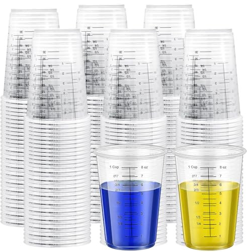 200 Pcs 240ml Epoxy Resin Mixing Cups 8 oz Plastic Measuring Cup with Scale Silicone Measuring Cups for Resin Liquid Paint Art DIY