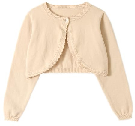 Miipat Fille Boléro Cardigan Tricoté Enfants Manches Longues Mariage Fête | 12 Mois-7 Ans, Coton Tricotés Cardigans Col Ras, Boléro à Bouton Unique, Manteau en Tricot Communionen Mariage Filles