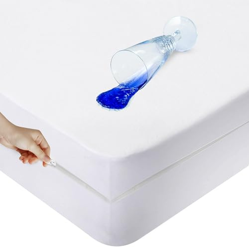 Sunshine Comforts Waterproof Mattress Encasement Single Bed (90x190x30cm), Premium Zippered Mattress Protector, Bed Bug & Dust Mite Proof, Hypoallergenic & Washable Mattress Cover, White