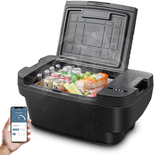 AAOBOSI Nevera 12v Compresor 35L para Vehículos como Tesla Model Y, Nevera Coche Hasta -20 °C, Estable y Anti-Vibraciones con Control por Aplicación, Nevera Portátil para Aire Libre, Viajes, Camping