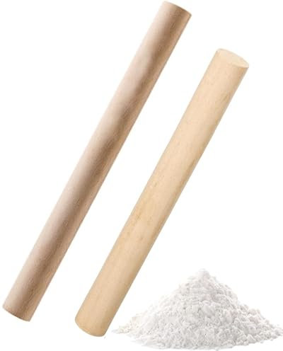 TPZORJX 2pcs Rouleau à pâtisserie en bois de hêtre, 2 tailles (25cm / 30cm), résistant aux fissures, facile à utiliser, lavable en machine, pour pizza, gâteau, pâte à spaghetti, etc.