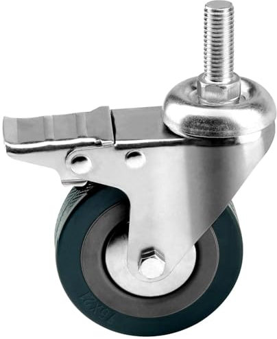 LN COZY CORNER Set of 4 Castor Wheels - M12 Industrial Casters 75mm Rubber Swivel Casters with Brakes - Heavy Duty 200kg Capacity Silent Rollers for Furniture Dolly Trolleys Cabinets