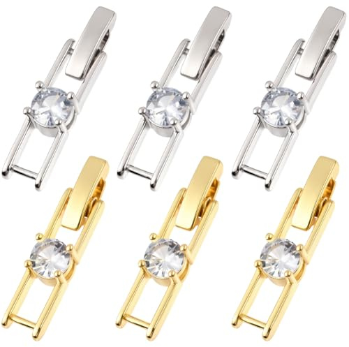 Beebeecraft 1 låda 12 st 2 färger kubisk zirkonia vikspännen 18K guld och platinapläterad mässing viklås för halsband armband klockarmband gör-det-själv smyckestillverkning tillbehör