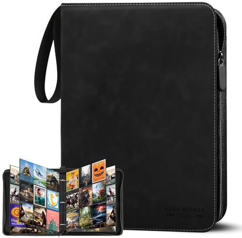 Sammelkarten Album,9 Fächer 30 Seiten bis zu 540 Karten Sammelalbum Binder,Karten Heft für Spielkarten, Sportkarten, Yu-Gi-Oh, MTG Cards- Schwarz