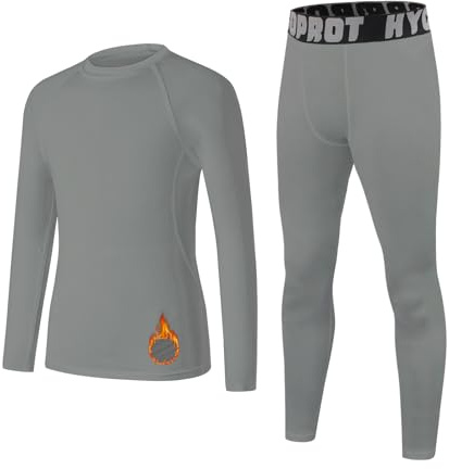 HYCOPROT Ropa Interior Térmica para Niños Deportes Conjunto Térmicos Ropa Interior Camiseta de Compresión de Esquí para Niñas Funcional Transpirable Ropa Interior para Invierno Deportiva Cálida