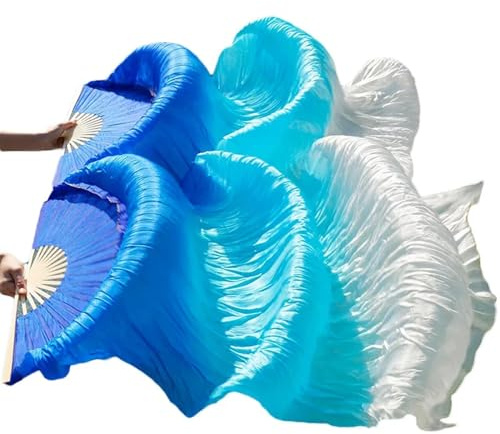 SPPEOUKJ Handgjorda kvinnor silke belly dans-solfjäder dans äkta silkesblomma 1 par (1,M-150 cm – 1 par (2 st))