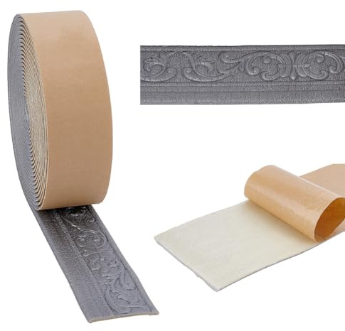 NBEADS Perfil de espuma autoadhesiva para despegar y pegar de 10 m, borde decorativo para papel pintado de 7,8 cm, zócalo de espuma para decoración DIY para hoteles y casas, gris claro