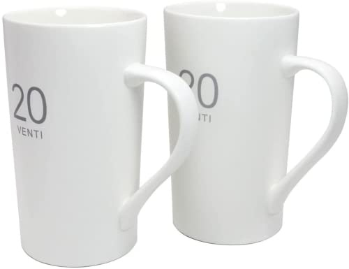 Momugs Number Large Coffee Mug Set of 2, Tall White Ceramic Coffee Cup, 20 oz Mug for Coffee, Cocoa, Latte, Milk, Tea