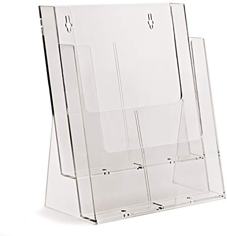taymar 2C230X Table Brochure Stand, DIN A4, 2 Levels, Transparent, Without Divider
