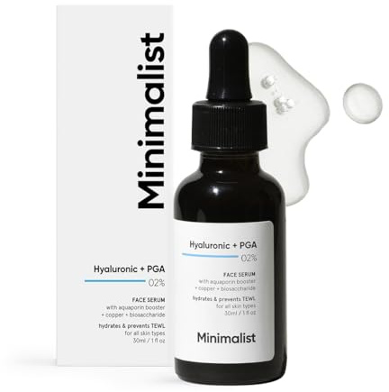 Minimalist Serum mit 2% Hyaluronsäure + PGA für intensive Feuchtigkeit, strahlende Haut und feine Linien, normaler und fettiger Haut, transparent, 30 ml (1er-Pack)