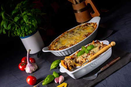 adrium Quadro composito in alluminio, 80 x 50 cm: pasta, casseruola di carne macinata con formaggio (138448142)