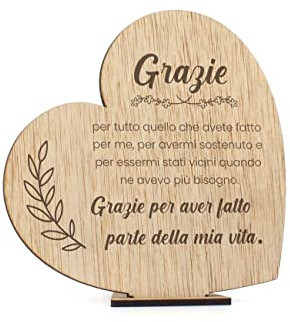 CONTRAXT Biglietto di ringraziamento in legno. Regali per Amici speciali compleanno addio uomo donna (Grazie)
