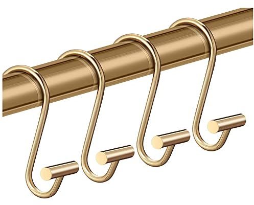 tassieroon Shower Curtain Hooks Rings,Brass Decorative Shower Curtain Rings for Bathroom Shower Rod,Shower Hooks Hangers T Shaped