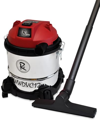 RocwooD Wet And Dry Vacuum Cleaner 12L Stainless Steel 500W 230V Blowing Home Living Cleaning 3-in-1 Hard Floor Compact Carpet Car Red Black Crevice Tool